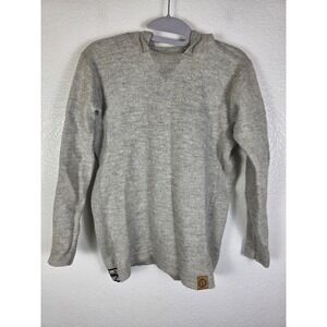 Paka Royal Alpaca Hoodie Sweater Womens Size Medium Gray Knit V-Neck Pullover